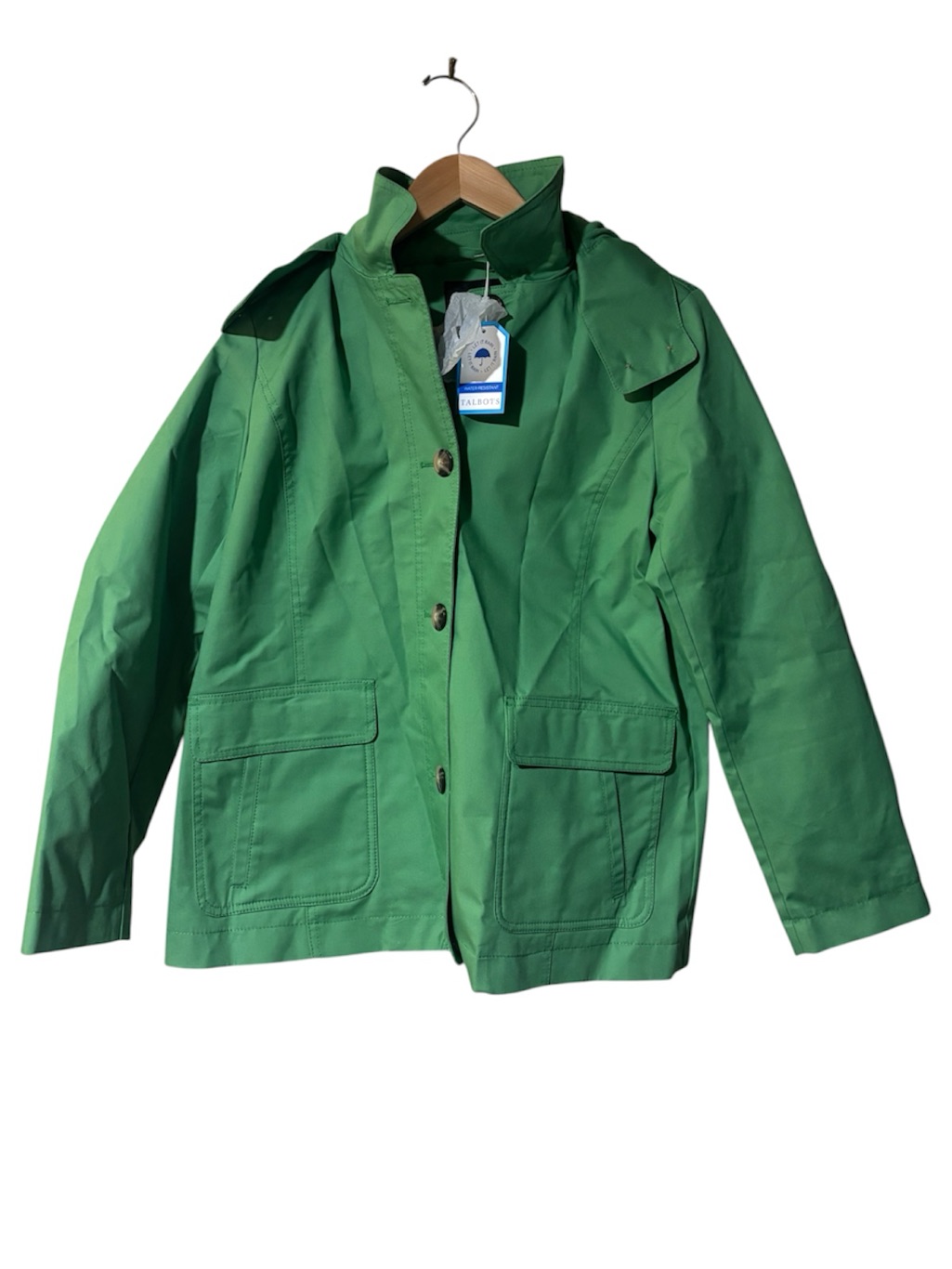 Talbots Nwt Bright Green Raincoat With Flap Pockets